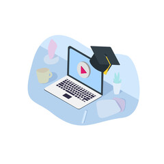 Distance education concept, distance learning, internet education, online tutorials