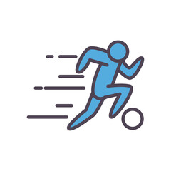 Soccer avatar player with ball line and fill style icon vector design