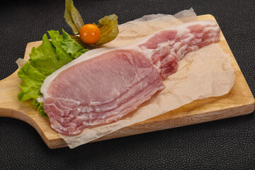 Raw pork bacon