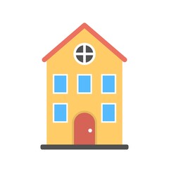 Family planned residential building icon in flat design style.