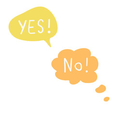 Set of speech bubbles with words YES and NO. cartoon balloon word design.Vector illustration.