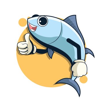 thumb up fish vector illustration for mascot and icon