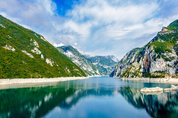 Fototapeta na wymiar It's Piva, a river in Montenegro and Bosnia and Herzegovina and the rocks of Montenegro