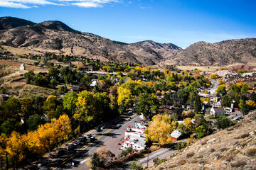 Morrison, Colorado and foothills of rocky mountains from Morrison Rock