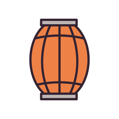 Beer wood barrel line and fill style icon vector design