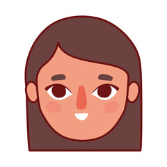 head woman cartoon with brown hair design, Girl female person people human and social media theme Vector illustration