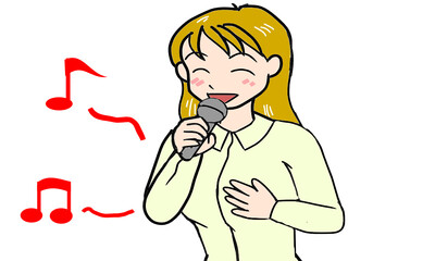 マイクをもって歌う女性