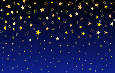 Yellow stars falling from the sky. Abstract arc background. Glitter pattern for banner.
