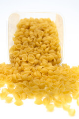Traditional pasta isolated on a white background. Raw pasta before cooking.