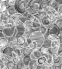 A vector illustration of an abstract black and white swirl drawing.