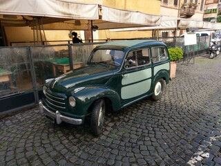 old classic car on the street in Rome