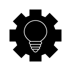 gear with light bulb silhouette style icon design, Innovation idea and creativity theme Vector illustration