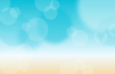 Sun ,sea, sand, beach, summer banner bokeh background illustration.