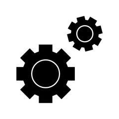 Gears silhouette style icon design, construction work repair machine part technology industry and technical theme Vector illustration