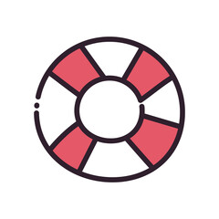 Naklejka premium Summer striped float fill and line style icon vector design