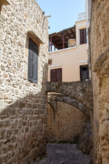 Street in ancient greek town, Rhodes Island, Greece