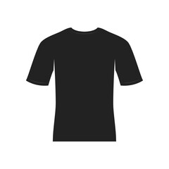 Naklejka premium Blank Black Tee Shirt, T-Shirt Apparel Template Silhouette Vector Illustration Background