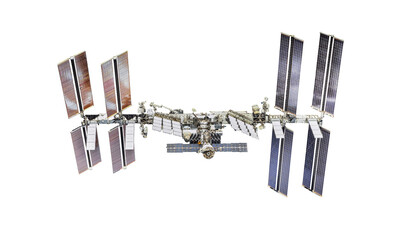 International space station isolated on white background. ISS template. Elements of this image...