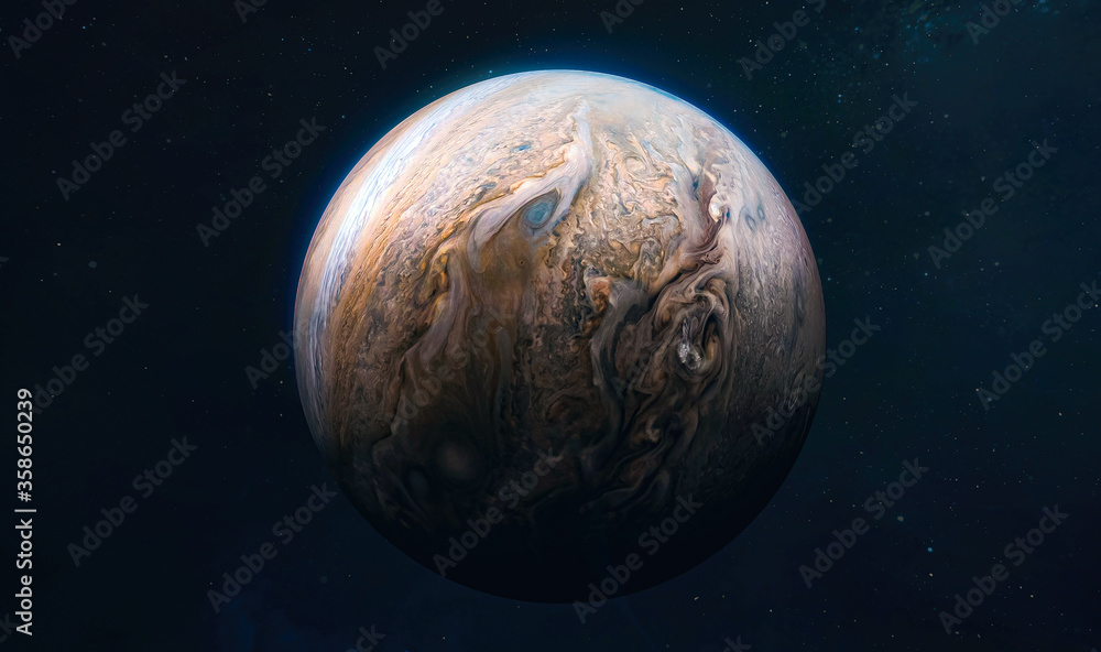 Fototapete Jupiter planet view from space. Surface of planet. Solar system. Elements of this image furnished by NASA