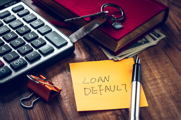loan default word on note - obrazy, fototapety, plakaty