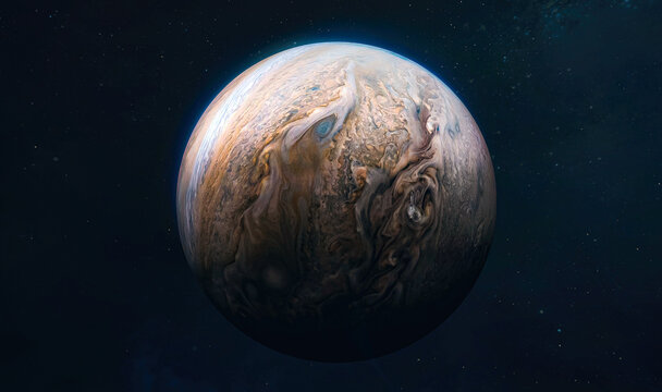 Jupiter planet view from space. Surface of planet. Solar system. Elements of this image furnished by NASA