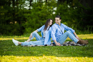 Young couple in love having fun and enjoying the beautiful nature