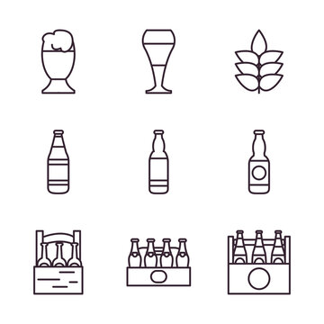 Beer festival line style icon set vector design