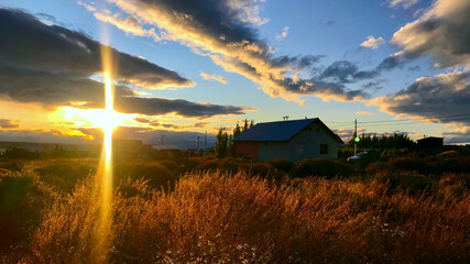Sunset with a house in El Calafate