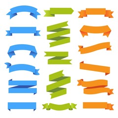 Colorful Ribbons Isolated White Background, Vector Illustration