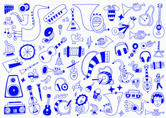 musical instruments doodle set
