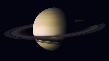 Planet with rings, 3d render.