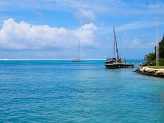 Fototapeta premium Sea views from the French Polynesian island of Huahine Nui.