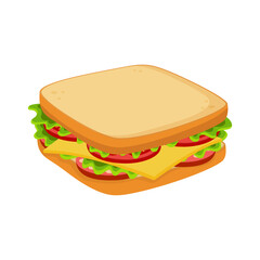 sandwich isolated on white background, vector illustration