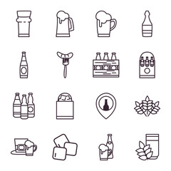 Beer festival line style icon set vector design