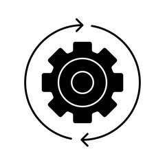 gear with arrows silhouette style icon design, Innovation idea and creativity theme Vector illustration