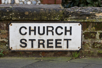 Church Street sign. Road to religion and the righteous path.