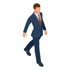 Isometric businessman isolated on write. Creating an office worker character, cartoon people. Business people.