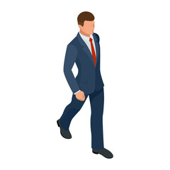 Isometric businessman isolated on write. Creating an office worker character, cartoon people. Business people.