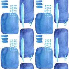 pattern geometric abstract blue spot blotch dot stripe vertical marine watercolor isolated repeating seamless