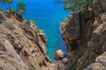 Fototapeta na wymiar Seascape on the Calella coast, Costa Brava.