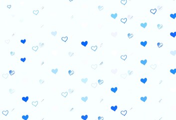 Light BLUE vector backdrop with sweet hearts.