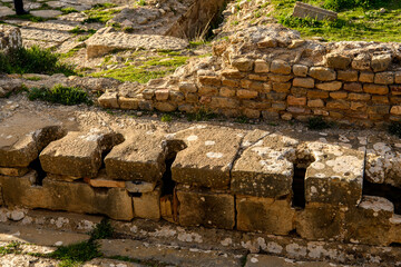 Nature and ruins of Djemila, the archaeological zone of the well preserved Berber-Roman ruins in North Africa, Algeria. UNESCO World Heritage Site