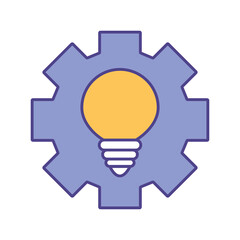 gear with light bulb line and fill style icon design, Innovation idea and creativity theme Vector illustration