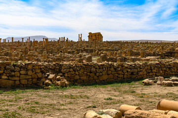 Timgad, a Roman-Berber city in the Aures Mountains of Algeria. (Colonia Marciana Ulpia Traiana...