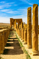 Timgad, a Roman-Berber city in the Aures Mountains of Algeria. (Colonia Marciana Ulpia Traiana...