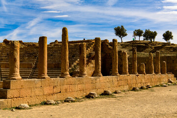 Columns of Timgad, a Roman-Berber city in the Aures Mountains of Algeria. (Colonia Marciana Ulpia...