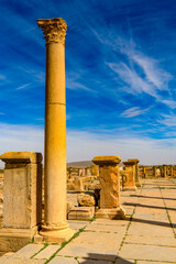 Ruins of Timgad, a Roman-Berber city in the Aures Mountains of Algeria. (Colonia Marciana Ulpia...