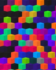 trippy psychedelic colorful neon geometric shapes abstract background 3D illustration