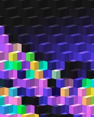 Obraz premium trippy psychedelic colorful neon geometric shapes abstract background 3D illustration