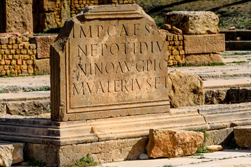Timgad, a Roman-Berber city in the Aures Mountains of Algeria. (Colonia Marciana Ulpia Traiana...
